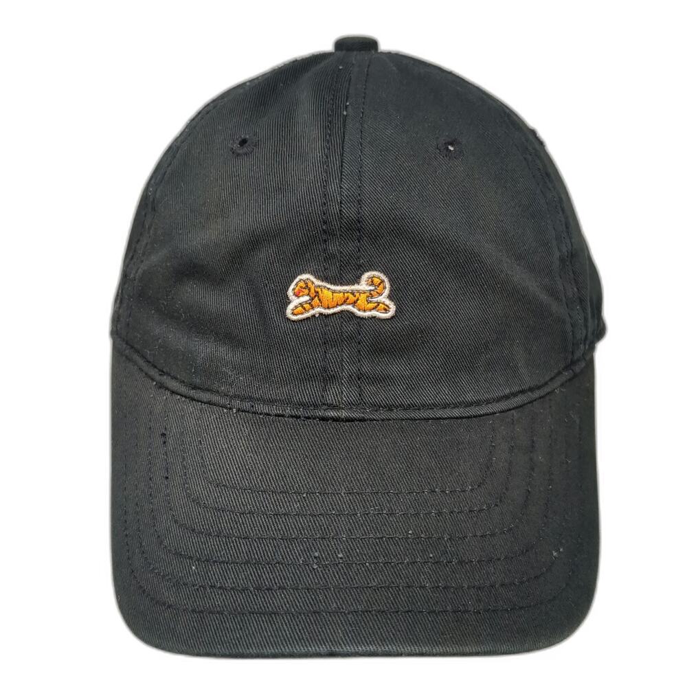 Le Tigre Baseball Cap Black One Size Tiger Logo Striped Slideback Cotton Hat